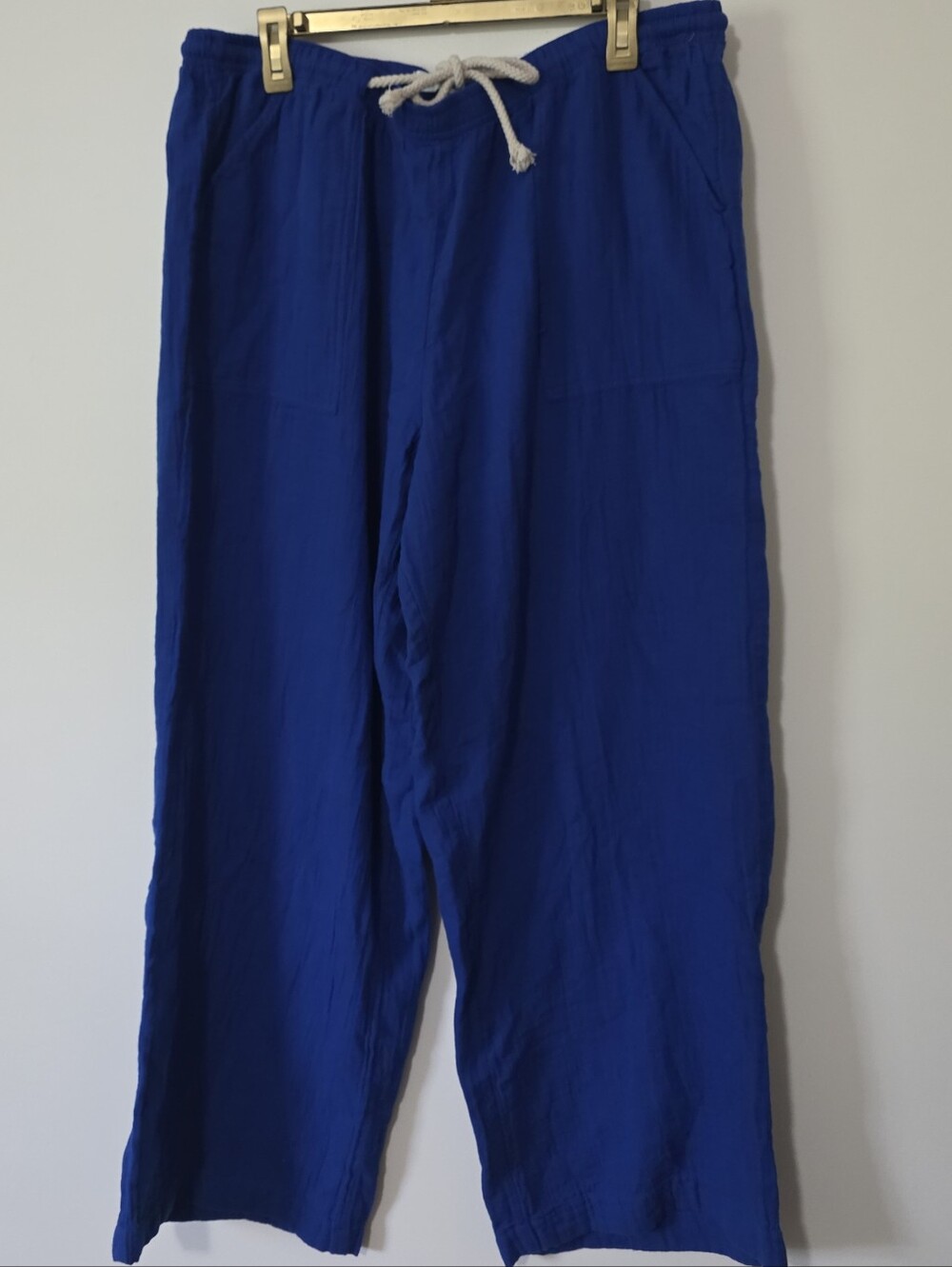 NWT Sonoma 100% Cotton Gauzy Wide Leg Pants Coastal Effortless Boho Lounge XL